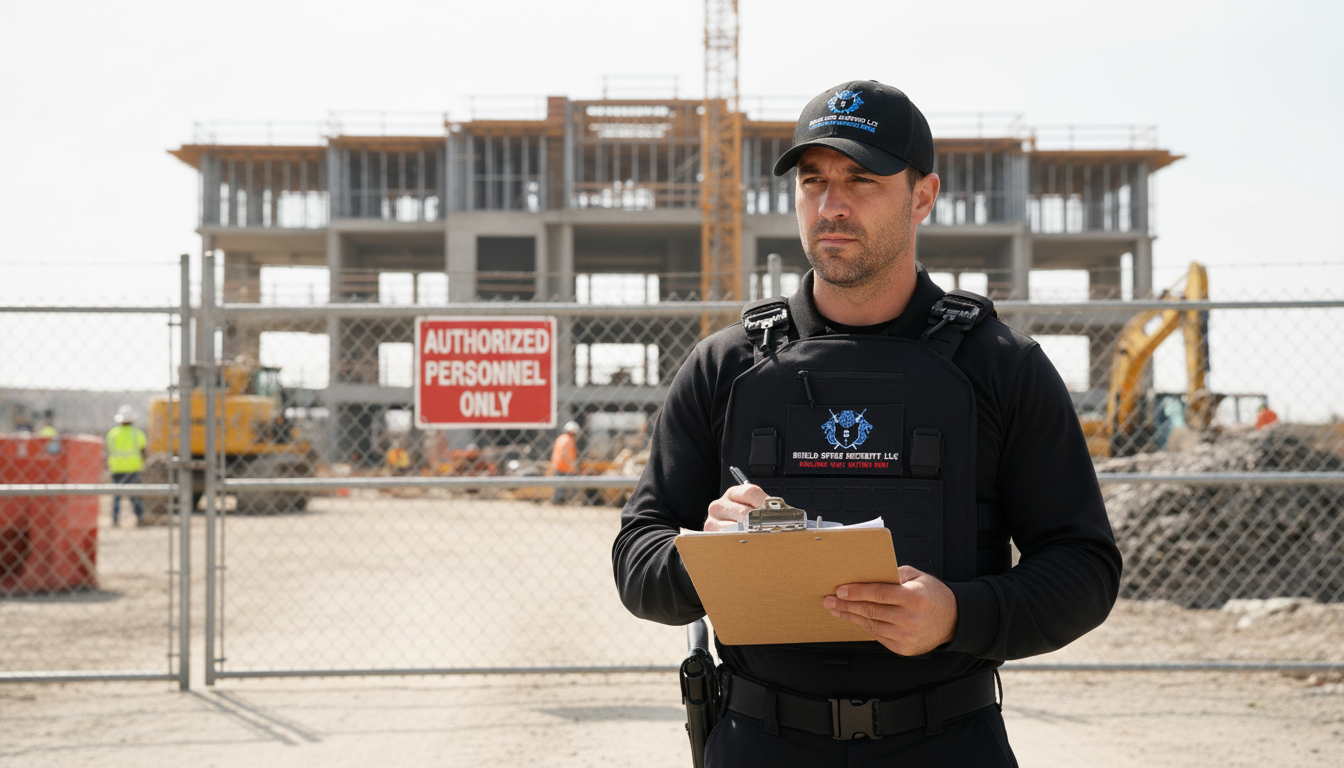 Texas construction site with perimeter fencing and controlled access point